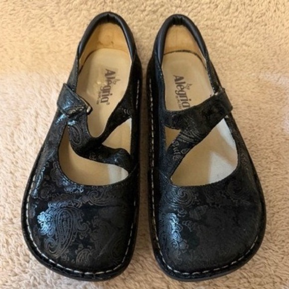 Alegria Paloma Black Paisley Leather Mary Jane Rocker Shoes JIL-561 Womens 8 W - Picture 3 of 9
